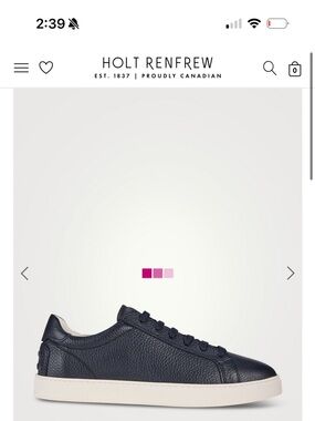 TOD'S Navy Pebble-Grain Leather Low-Top Sneakers with Cream Sole